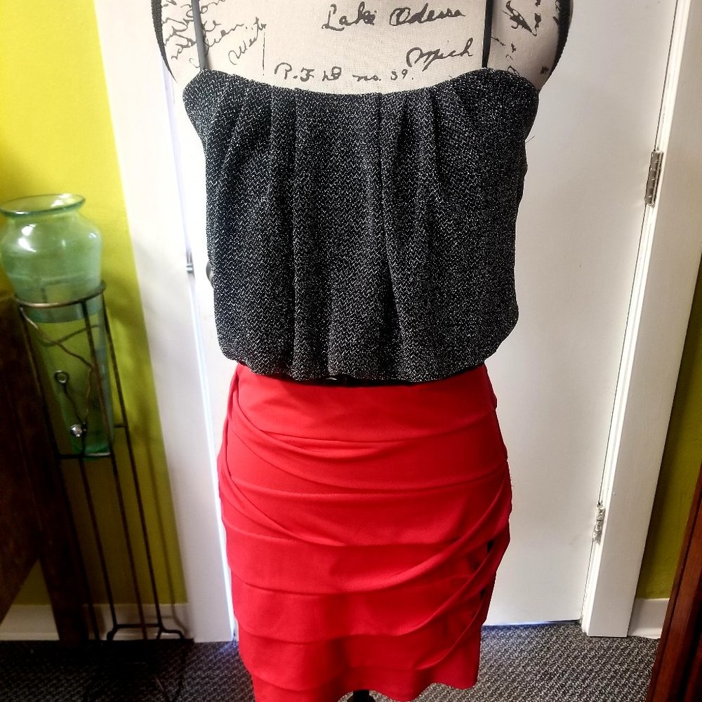 WOMEN'S RED & BLACK BLING BLING PARTY DRESS